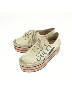 Gucci Sherry Line Platform Espadrilles Ivory Canvas Sneakers